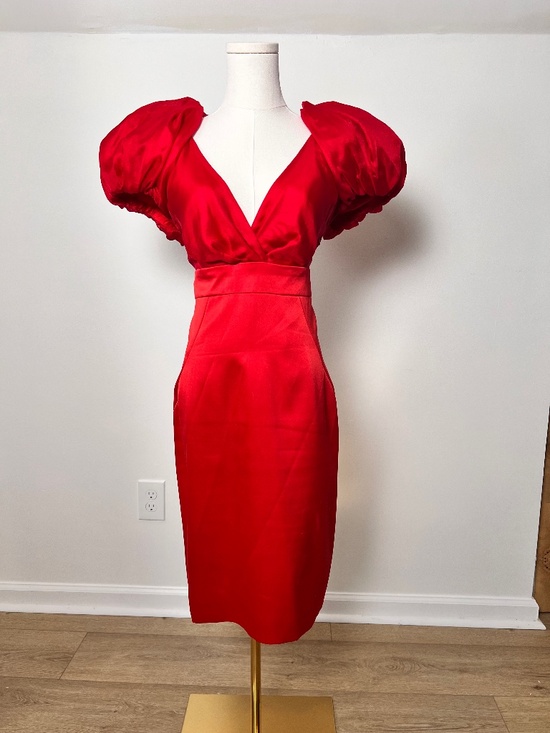 Ted Baker Silk Puff Sleeve Fitted Dress Cocktail